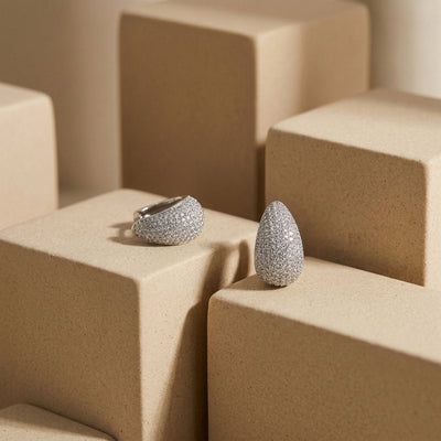 Silver Pave Bullet Studs