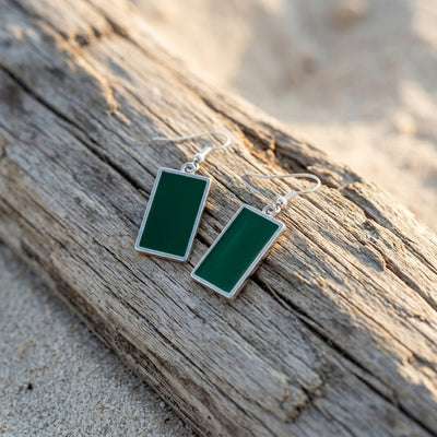 Emerald Rectangular Drop Earrings