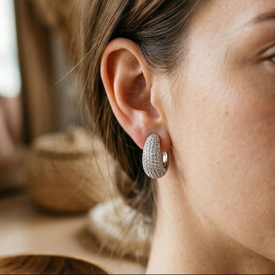 Silver Pave Bullet Studs