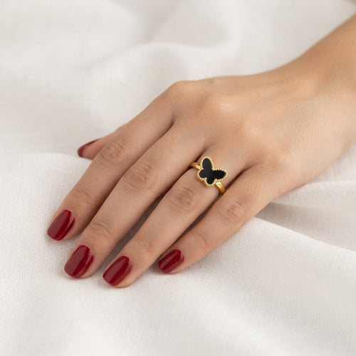 Midnight Butterfly stainless steel Ring