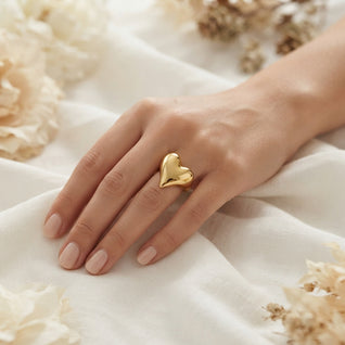 Golden Heart Stainless Steel Ring