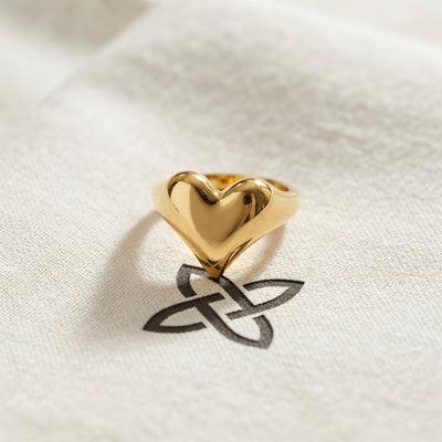 Golden Heart Stainless Steel Ring