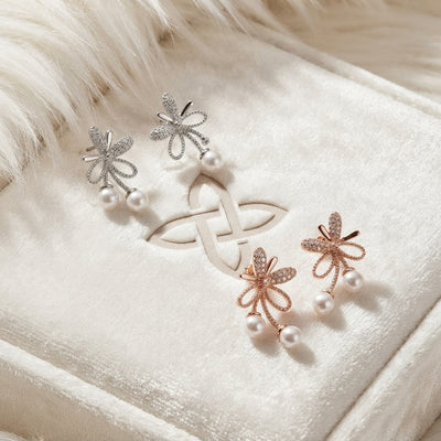 Pearl Drop Stainless Steel Earrings
