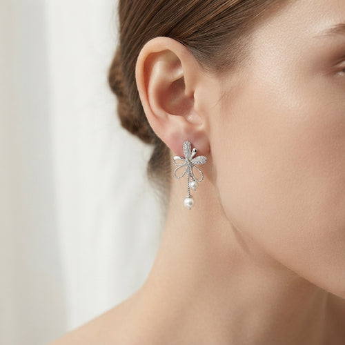 Pearl Drop Stainless Steel Earrings