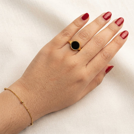 Black Aura Stainless Steel Ring